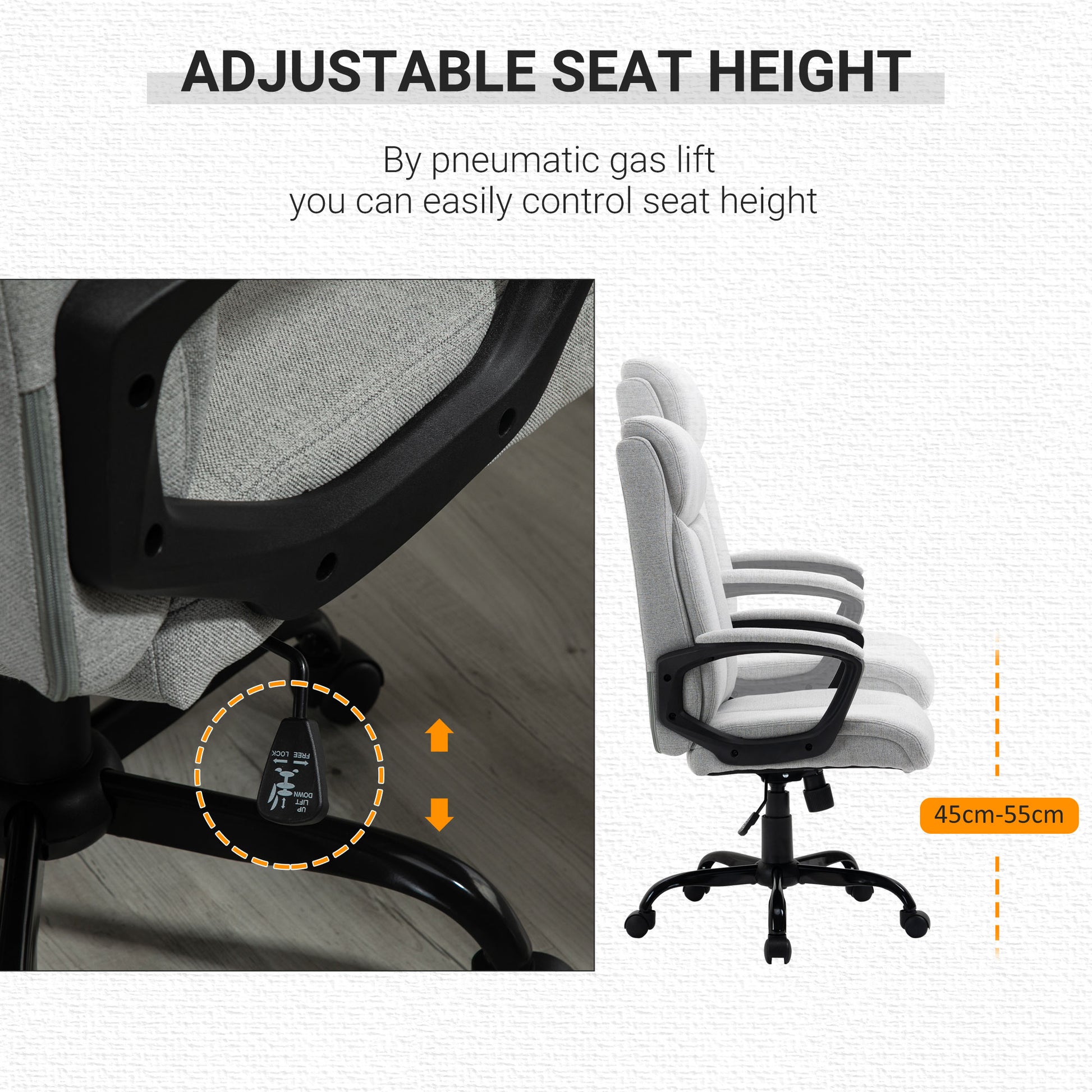 Vinsetto Premium High Back Ergonomic Office Chair with Adjustable Height and Padded Armrests - ALL4U RETAILER LTD