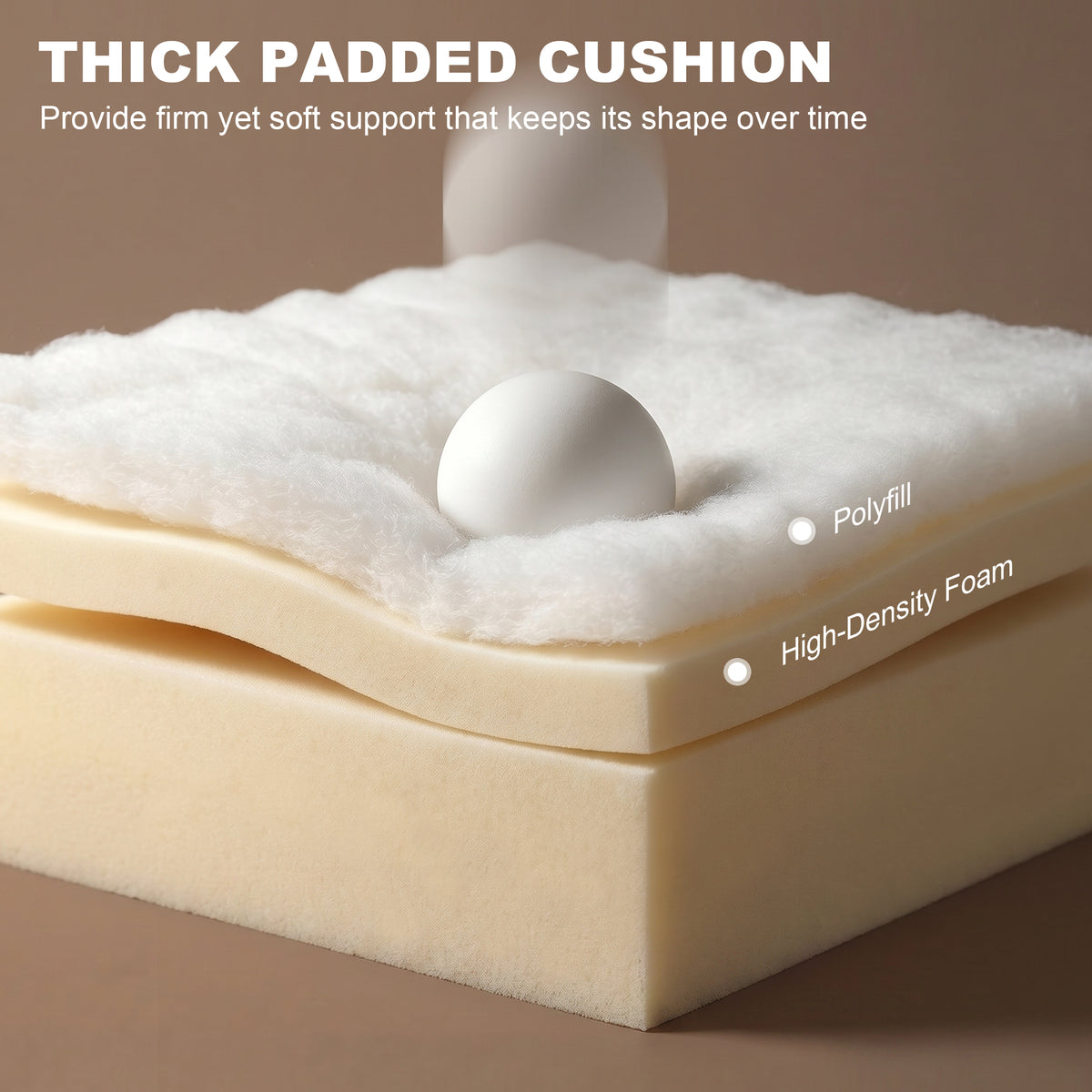 Sofa bed mattress with thick high-density foam and polyfill padding