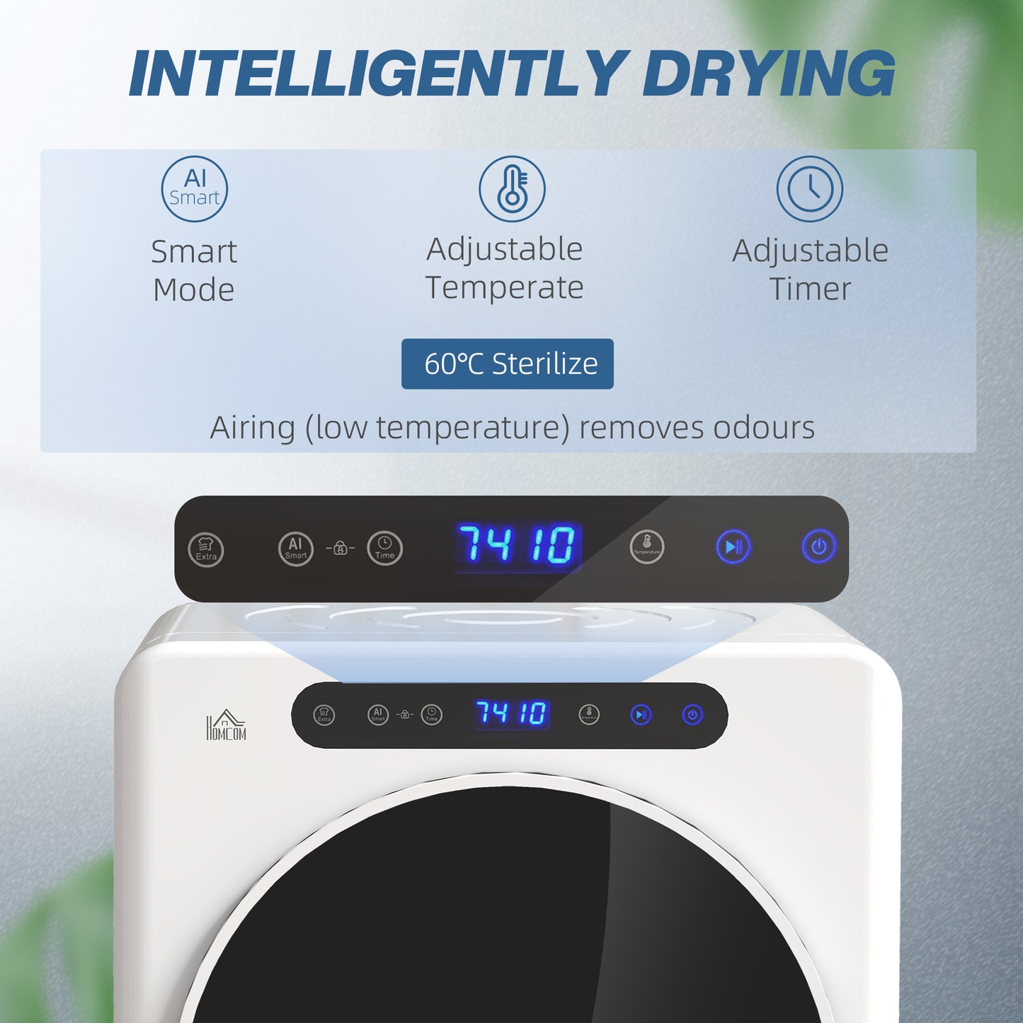 HOMCOM 4kg Compact Tumble Dryer 1000W With Adjustable 40 to 60 Celsius Drying Temperature White