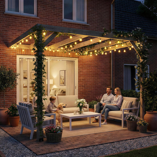 Outsunny Lean To Wooden Pergola Kit 2.4 By 2.4m Garden Gazebo With Stable Structure And Concrete Anchors Light Brown