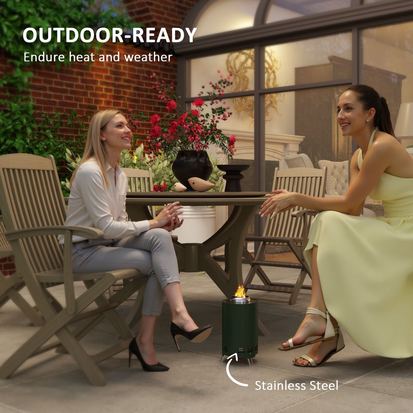Outsunny Smokeless Fire Pit 16x16 Cm Stainless Steel Portable Tabletop Fire Pit For Garden Camping Bonfire Party Green