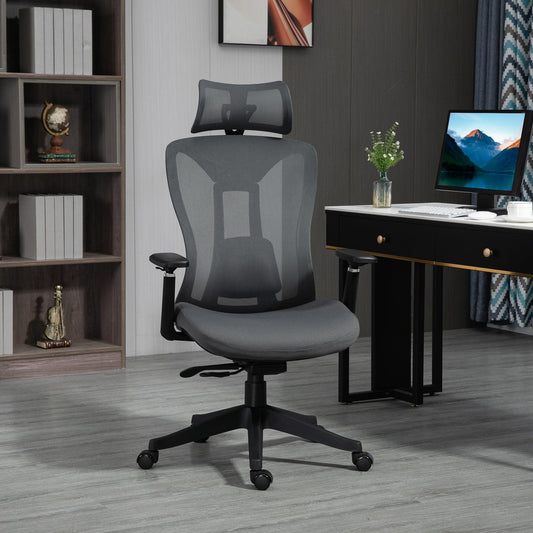 Vinsetto Mesh Office Chair with Adjustable Headrest and Lumbar Support - ALL4U RETAILER LTD