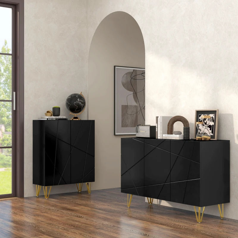 HOMCOM Modern Luxe High Gloss White Sideboard with Hairpin Legs - Stylish Storage Cabinet - ALL4U RETAILER LTD