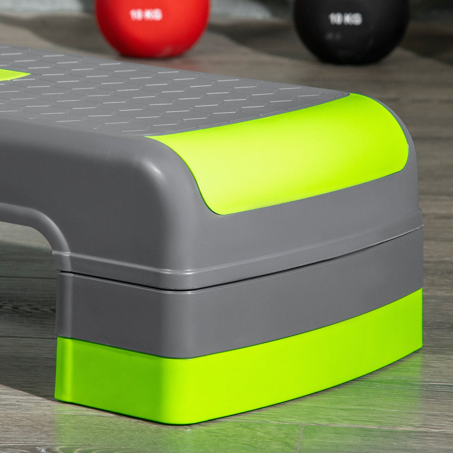 HOMCOM Adjustable Aerobic Step Platform for Home and Office Workouts, Grey and Green - ALL4U RETAILER LTD