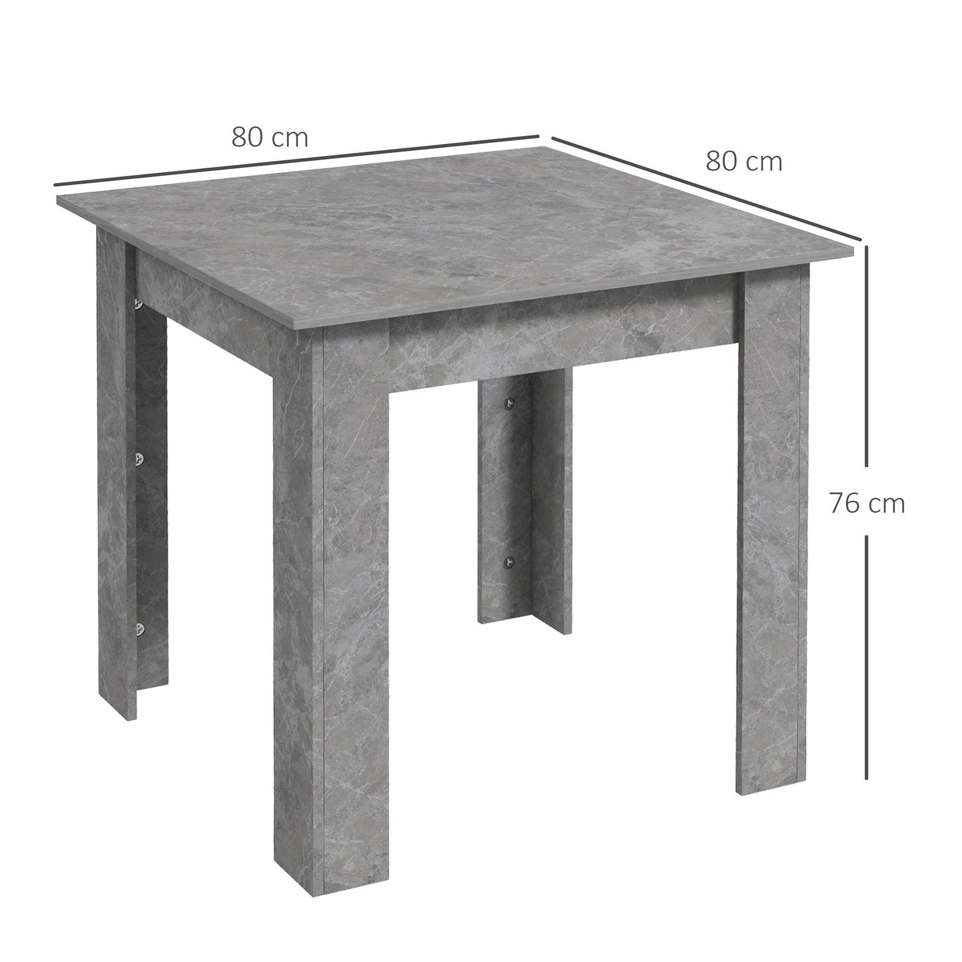 HOMCOM Square Dining Table, Modern Dining Room Table with Faux Cement Effect, Space Saving Small Dining Table - ALL4U RETAILER LTD