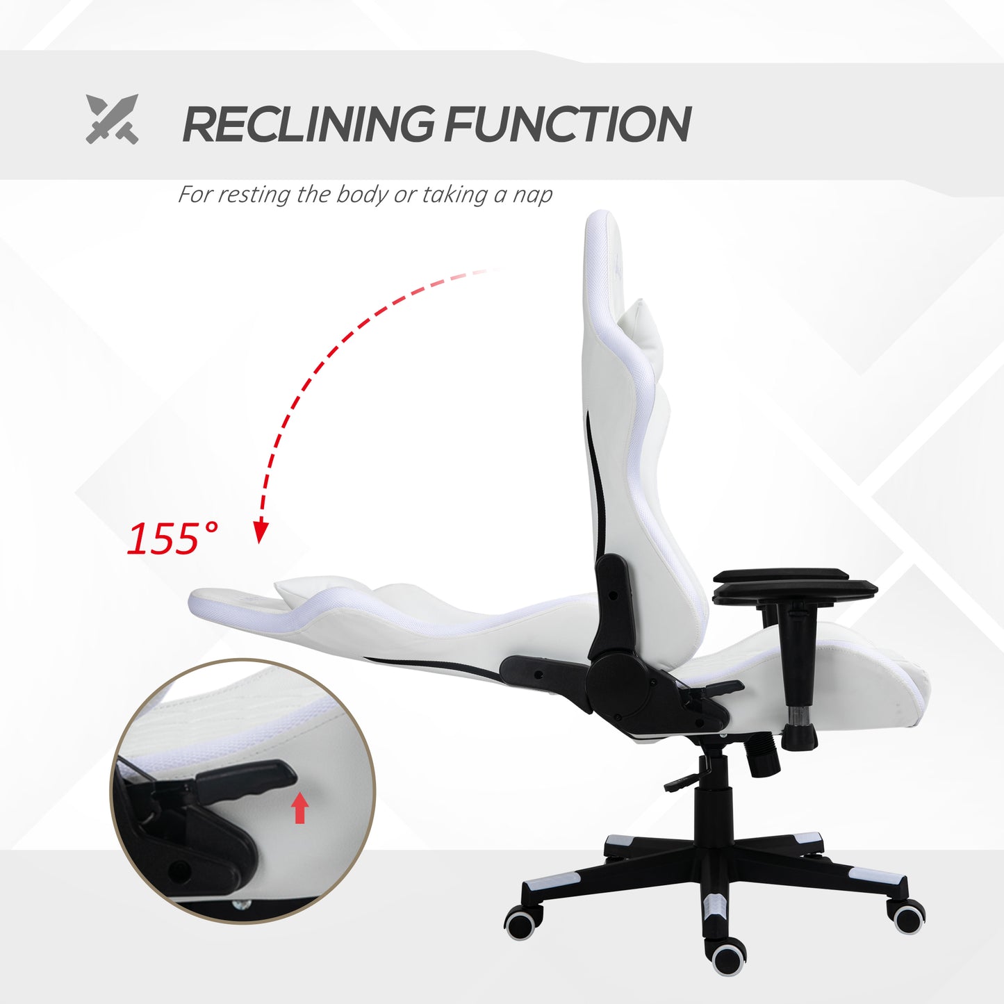 Vinsetto RGB LED Gaming Chair with Adjustable Lumbar Support, Swivel Design, and Racing Style for Home and Office - ALL4U RETAILER LTD