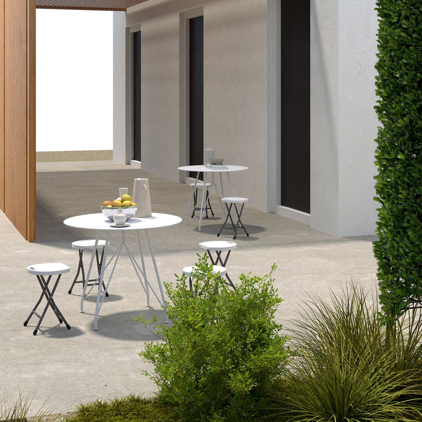 Outsunny Set Of Four Folding Carry Stools White For Garden Camping Lightweight And Portable
