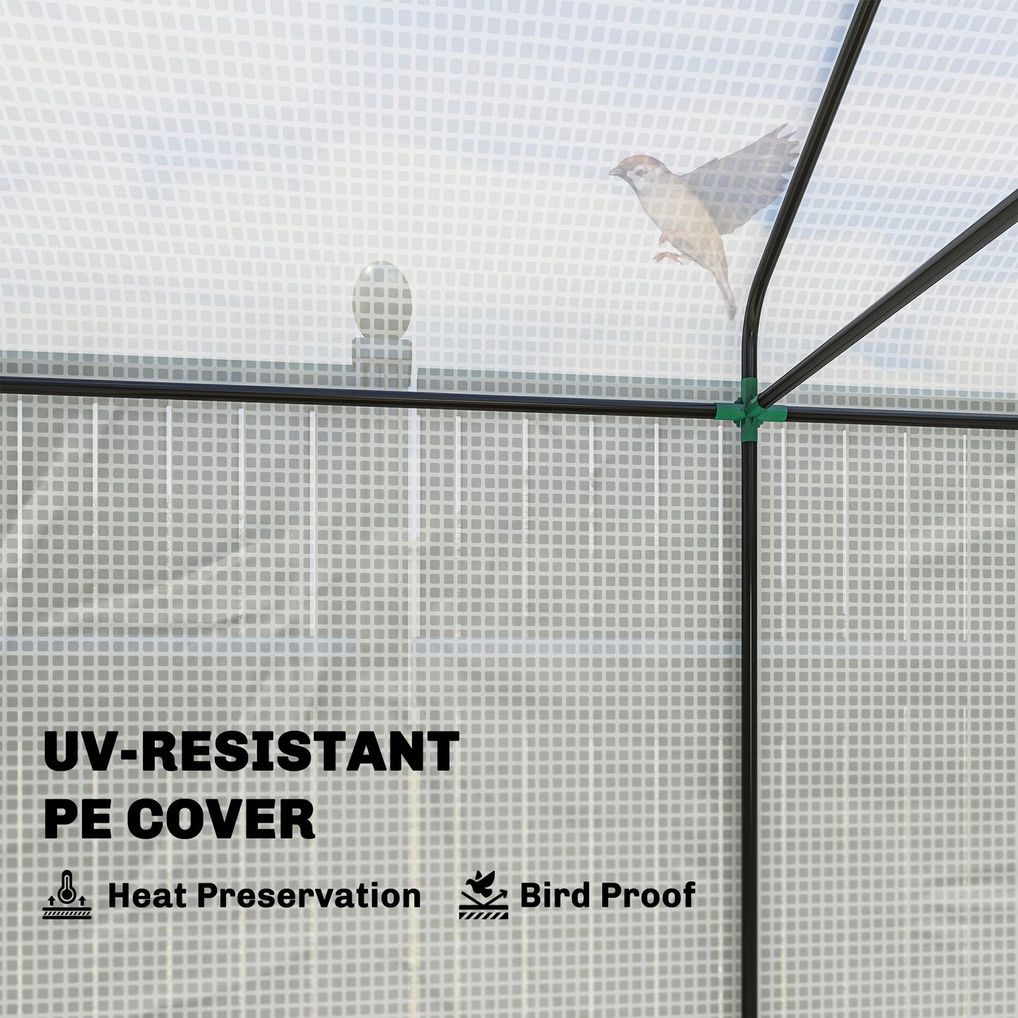 Outsunny Walk In Greenhouse For Outdoor Tomatoes With Roll Up Door And Mesh Windows PE Cover 200 x 140 x 200 cm White