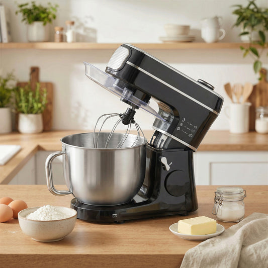 HOMCOM Stand Mixer 6L 1400W Tilt Head With 11 Speeds Pulse Fermentation Stainless Steel Bowl LED Display Black
