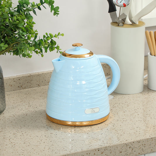 HOMCOM 3kW Rapid Boil Honeycomb Kettle Light Blue With Boil Dry Protection For Fast One Cup Water Heating In 42 Seconds