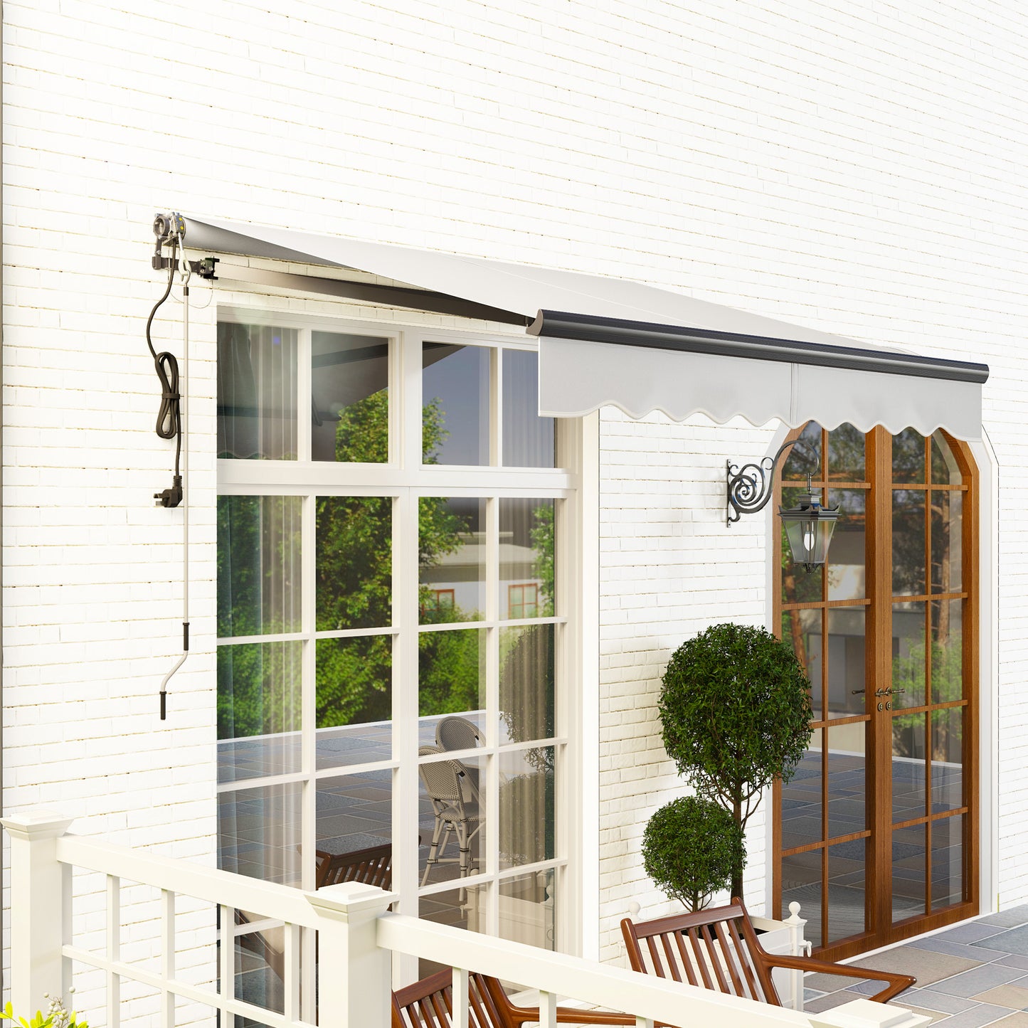 Outsunny 2.5 x 2m Electric Awning With Remote Controller Aluminium Frame Retractable Sun Shade Canopy For Garden