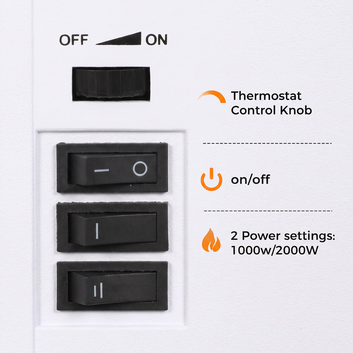 HOMCOM 2000W Freestanding Electric Fireplace With LED Flame And Thermostat White