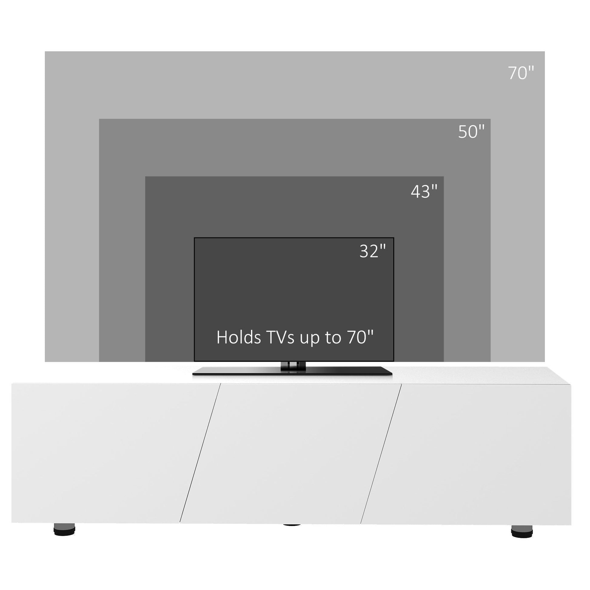 HOMCOM 70 TV Stand with Storage - White - ALL4U RETAILER LTD