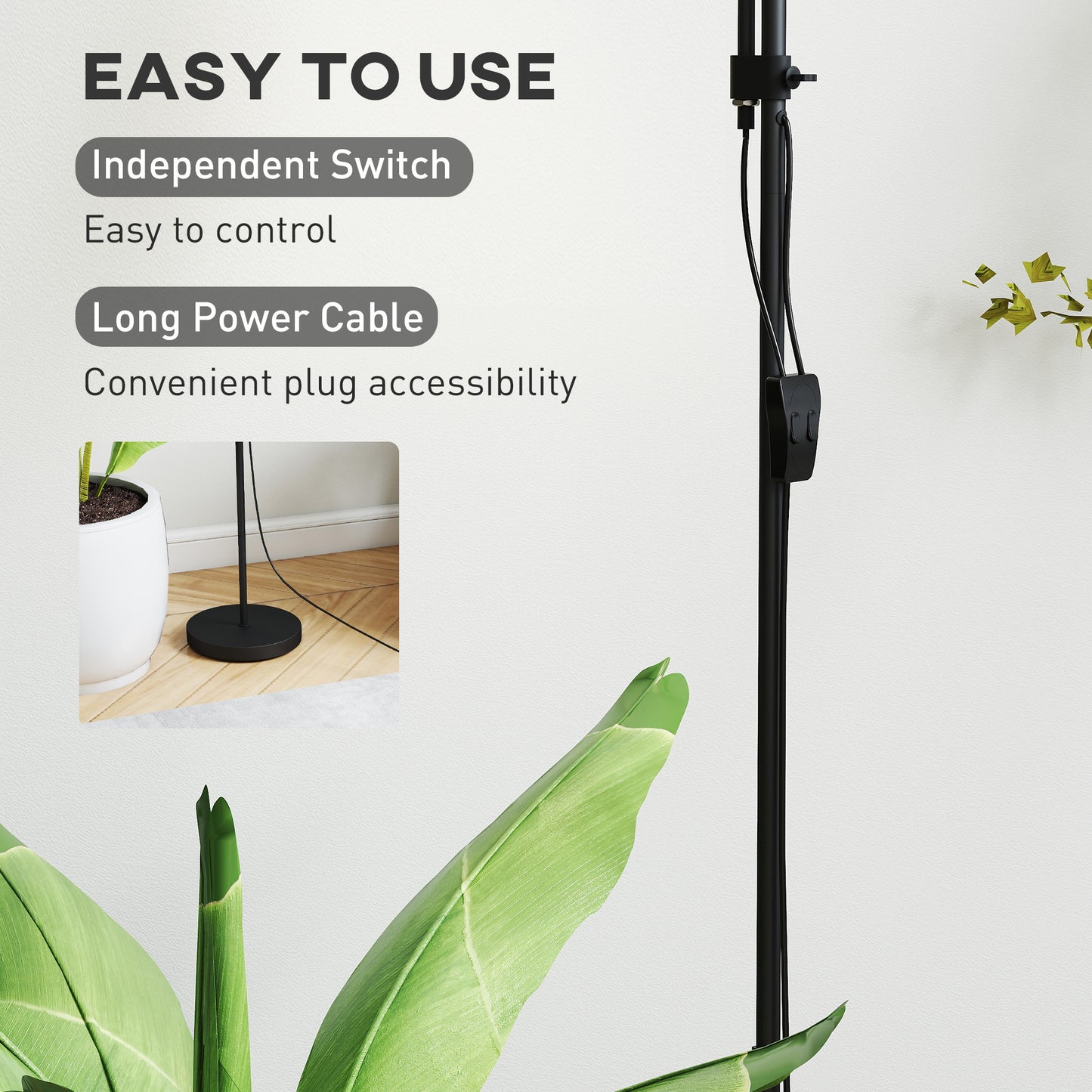 HOMCOM LED Floor Lamp With Mother And Child Uplighter Adjustable Gooseneck Color Temperatures 3000K 4500K 6500K Black