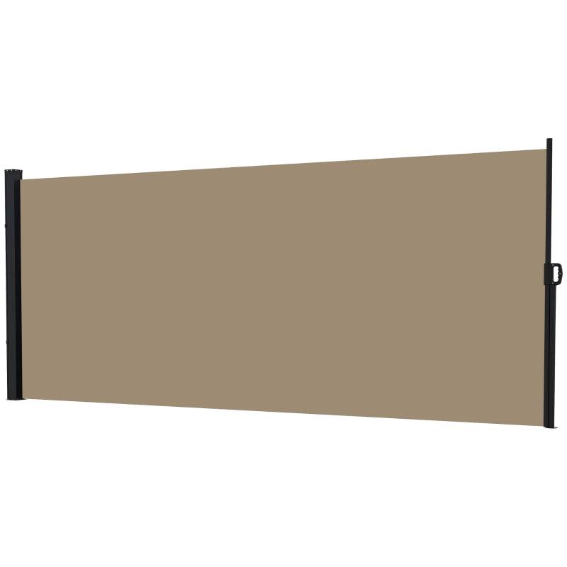 Outsunny Retractable Side Awning - Outdoor Privacy Screen for Garden, Hot Tub, Balcony, Terrace, Pool - 400x180cm - Khaki - ALL4U RETAILER LTD