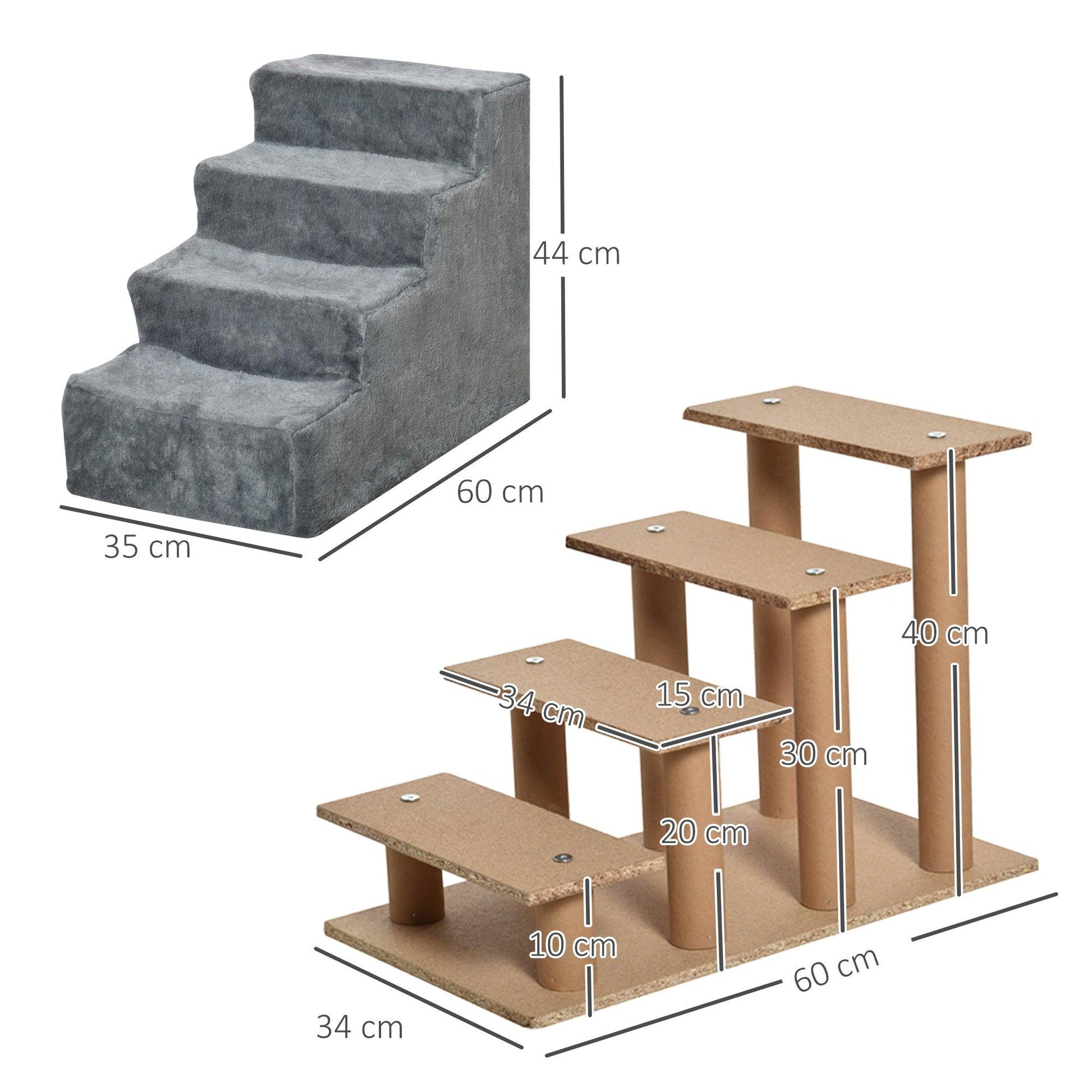 PawHut 4-Step Washable Plush Dog Stairs for Bed Sofa - ALL4U RETAILER LTD