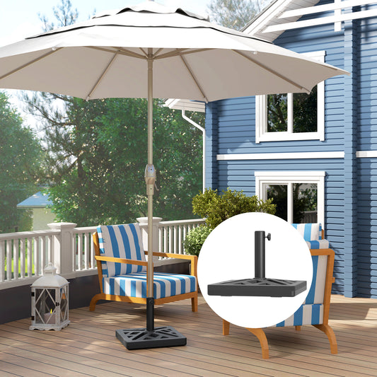 Outsunny Garden Parasol Base 15Kg HDPE Outdoor Umbrella Stand With Cutout Design For 32 38 48 Mm Poles Black