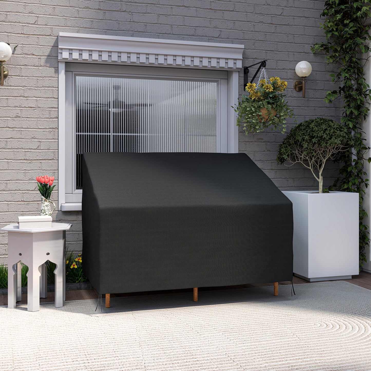 Outsunny 600D Oxford Cloth 2 Seater Sofa Cover Waterproof Outdoor Garden Patio Black 140L x 84W cm