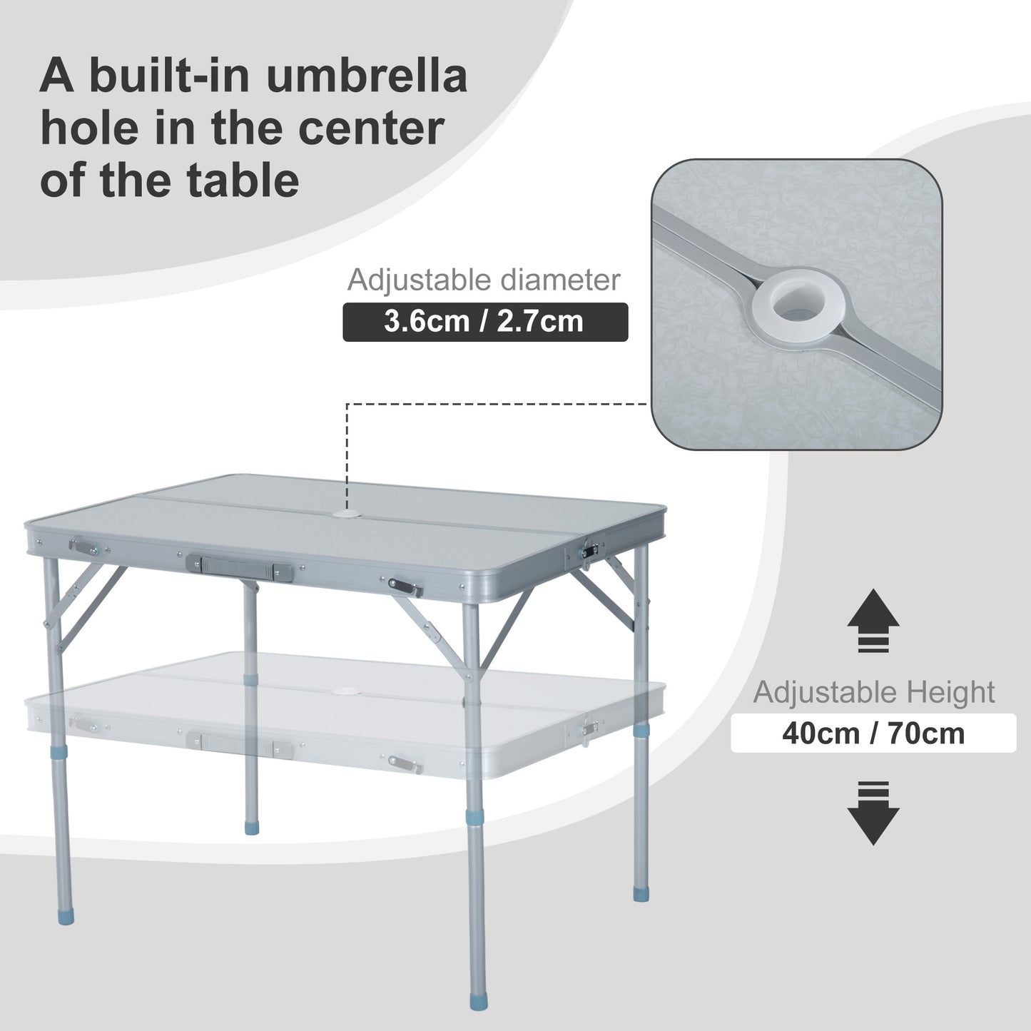 Outsunny Portable Aluminum Folding Picnic Table and Chairs Set for Camping and BBQ - ALL4U RETAILER LTD