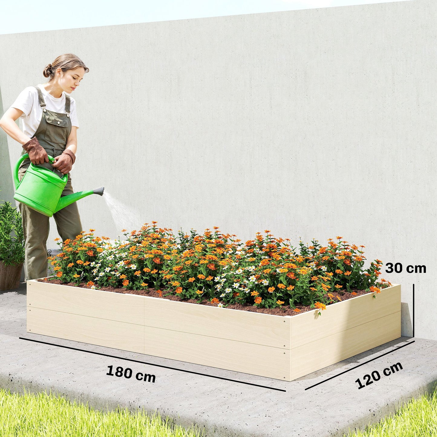 Outsunny Wooden Raised Bed For Garden 620L Extra Large Open Bottom Outdoor Planter Box