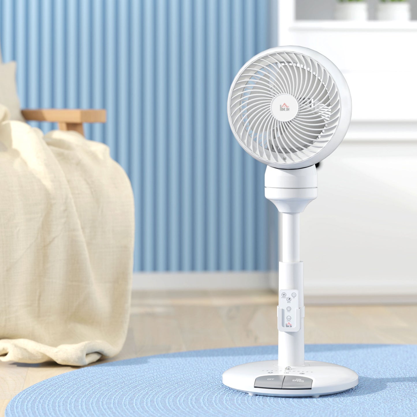 HOMCOM 9 Inch Air Circulator Fan Remote 3 Speeds 3 Modes 70 Degree Oscillation 90 Degree Tilt For Home Office White