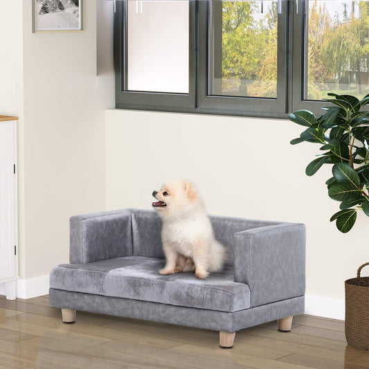 PawHut Dog Sofa Pet Lounge Bed w/ Anti-slip Legs for Small-Sized Dogs - Grey - ALL4U RETAILER LTD
