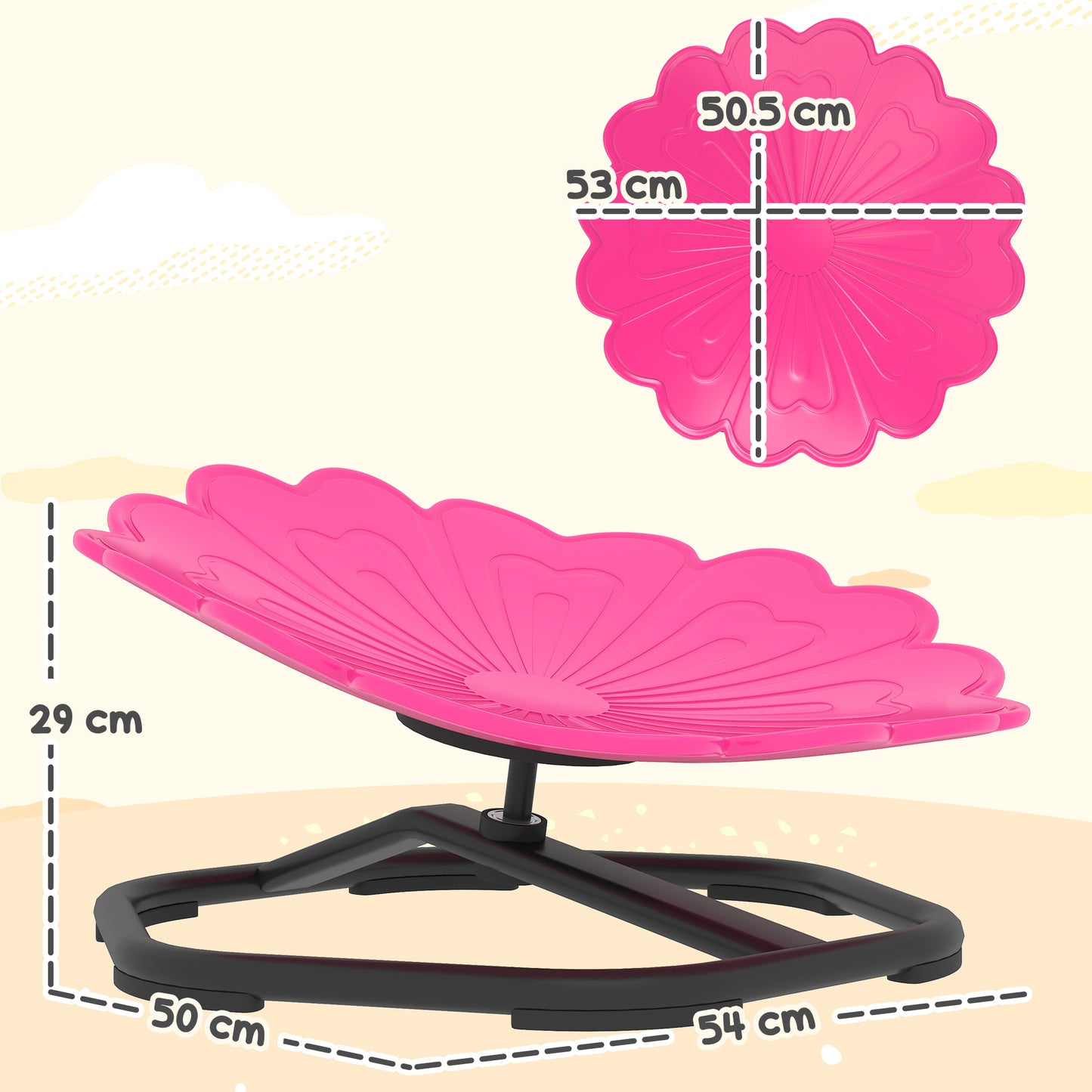 AIYAPLAY Flower Shaped Sensory Spinning Chair for Kids with Non Slip Base Pink Balance and Coordination