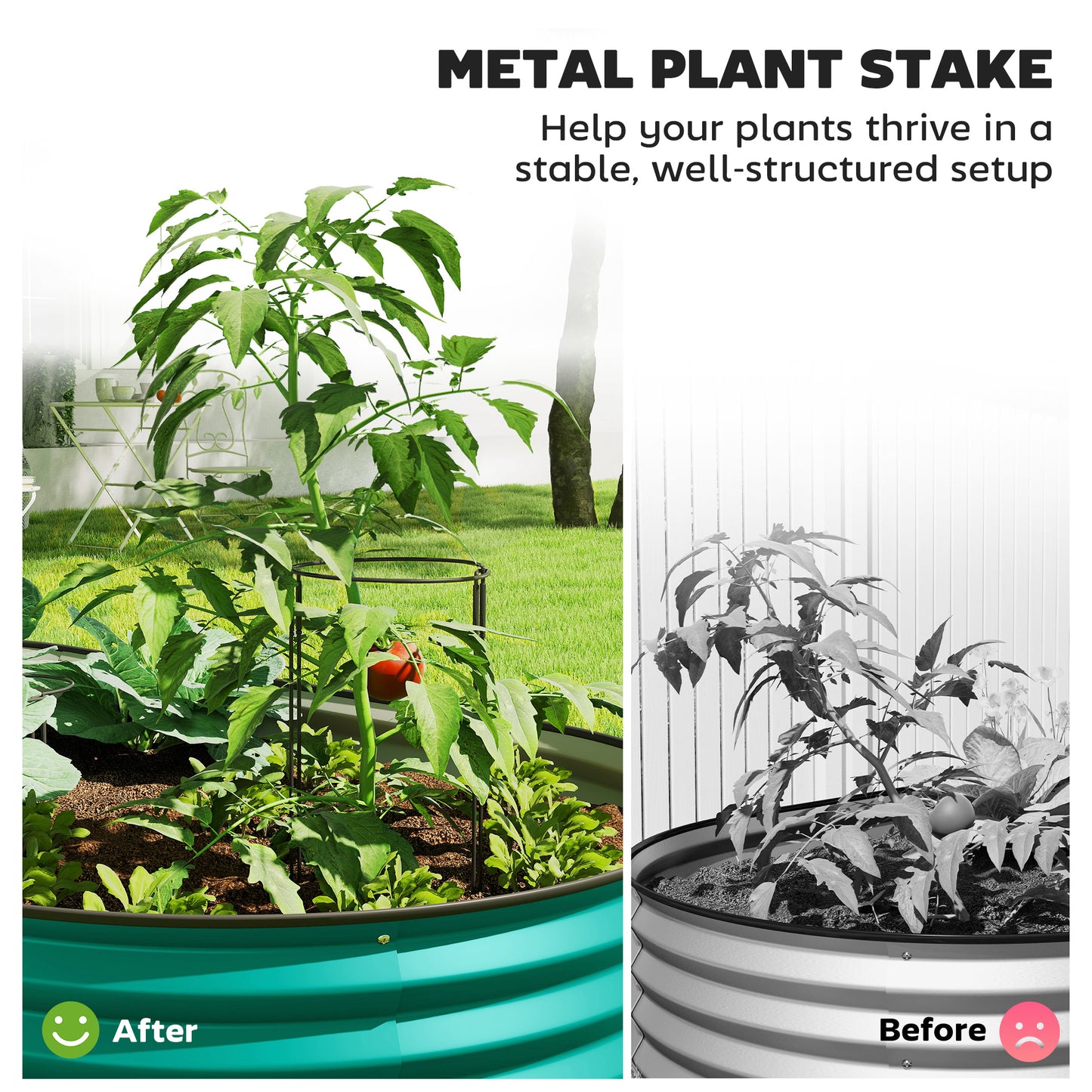 Outsunny Set of Two 150 x 60cm Galvanised Steel Planters in Green for Outdoor Gardens