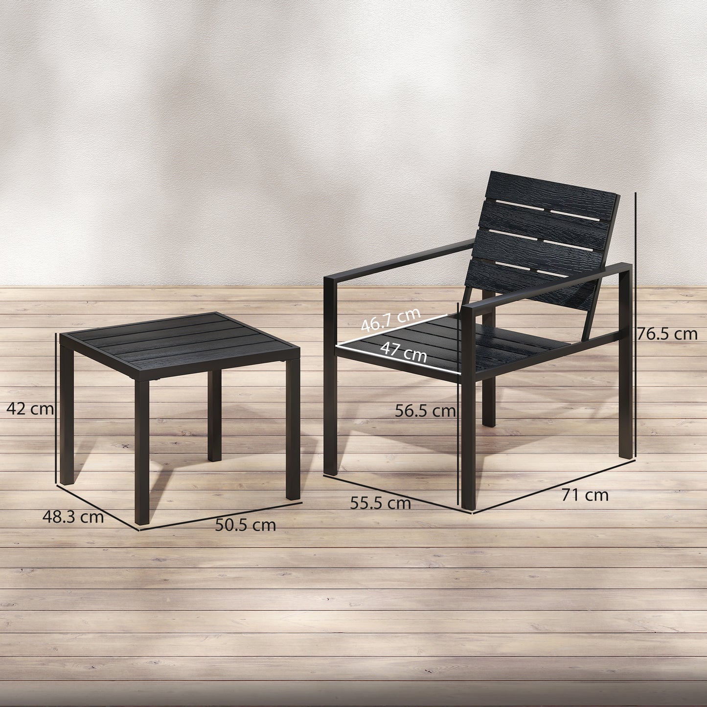 Outsunny 3 Pieces Garden Bistro Set For 2 Outdoor Table And Chairs With Metal Frame Weather Resistant HDPE