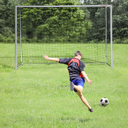 Outsunny Portable 10ft x 6.5ft Football Goal with Weather-Resistant Net and Ground Stakes - ALL4U RETAILER LTD