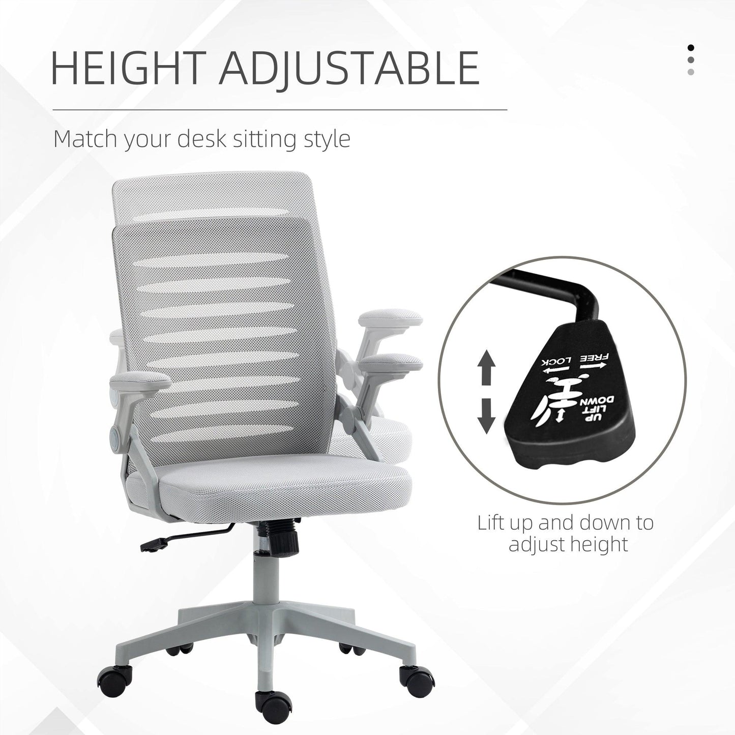 Vinsetto Mesh Office Chair, Swivel Task Computer Chair for Home with Lumbar Support - ALL4U RETAILER LTD