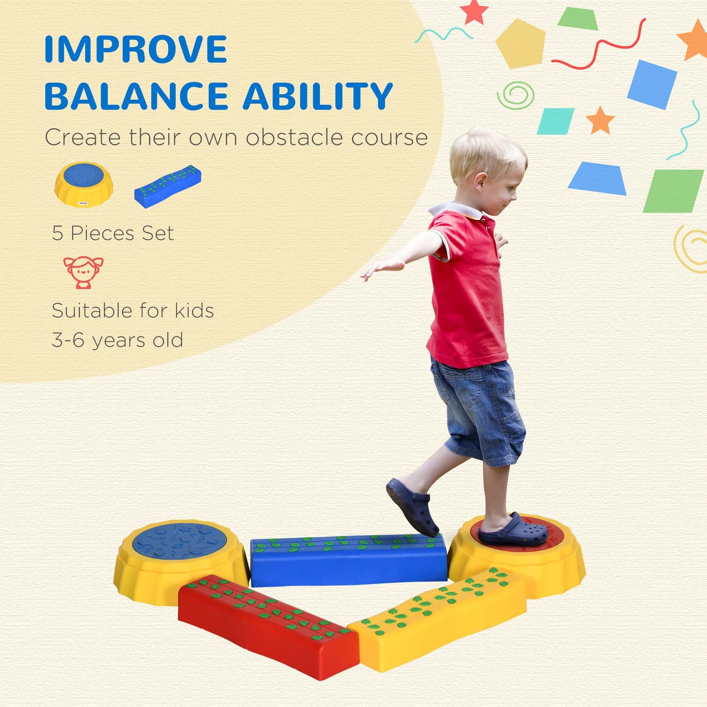 AIYAPLAY Kids' Non-Slip Balance Stones - Stackable Coordination Training Set in Blue for Strength and Agility - ALL4U RETAILER LTD