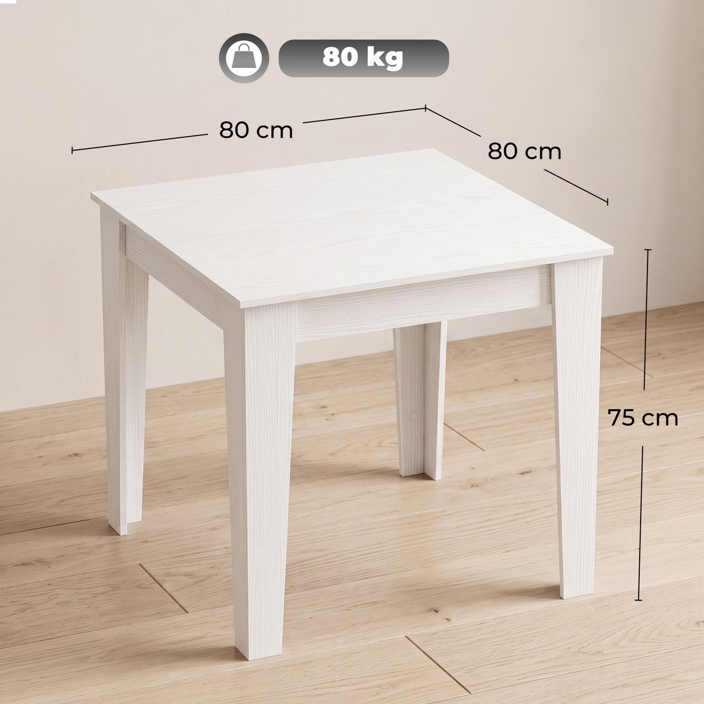 Homcom White Square Dining Table For Four People Modern Kitchen