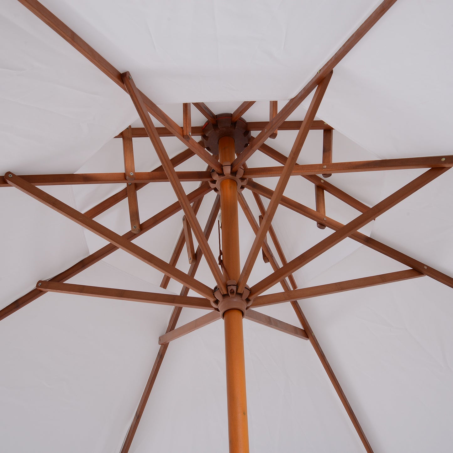Outsunny 2.7m Elegant Wooden Frame Parasol Umbrella With Poplar Wood Canopy And Eight Bamboo Ribs