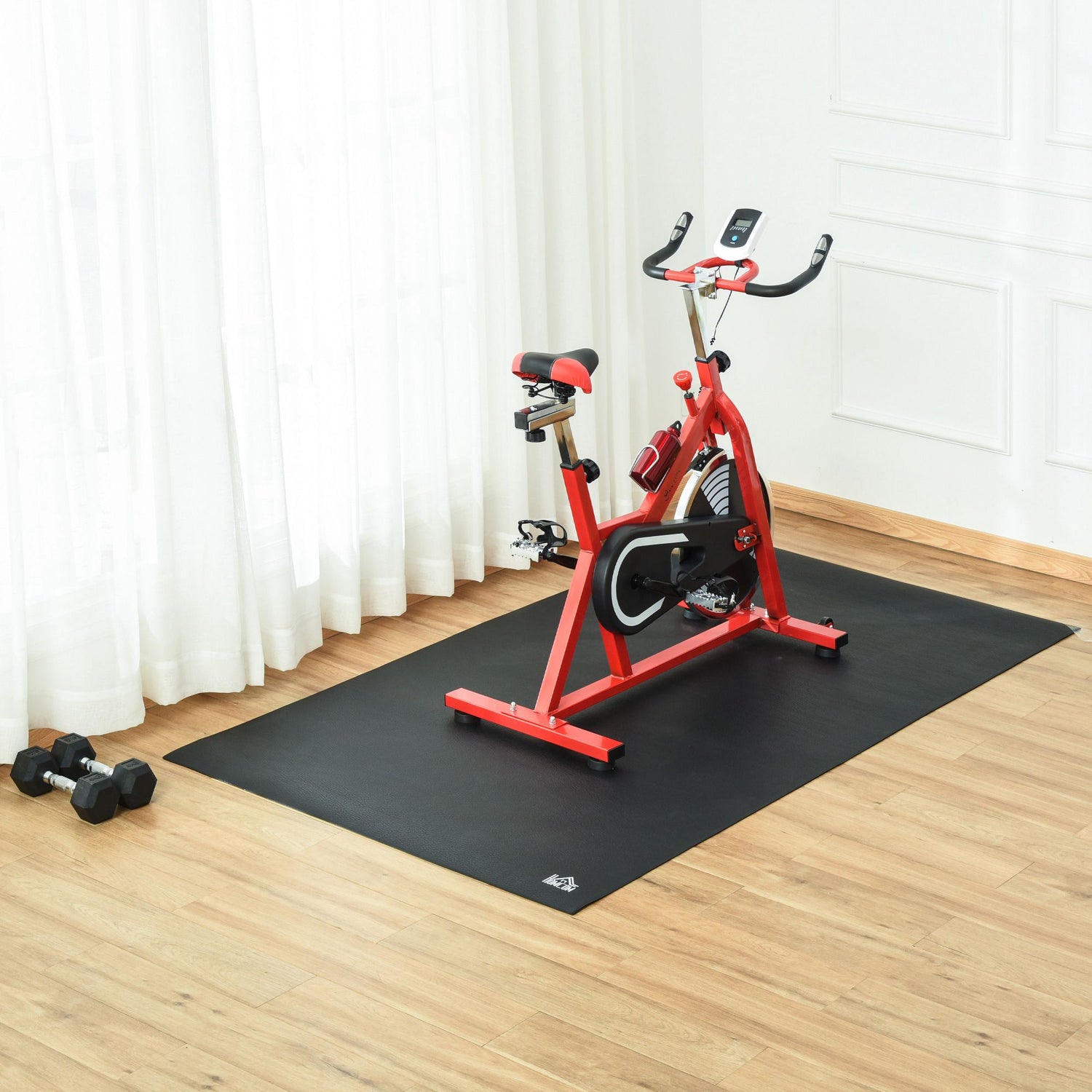 HOMCOM Turbo Trainer Mat: Durable Non-Slip Gym Floor Protector for Workouts, 180 x 90cm - ALL4U RETAILER LTD