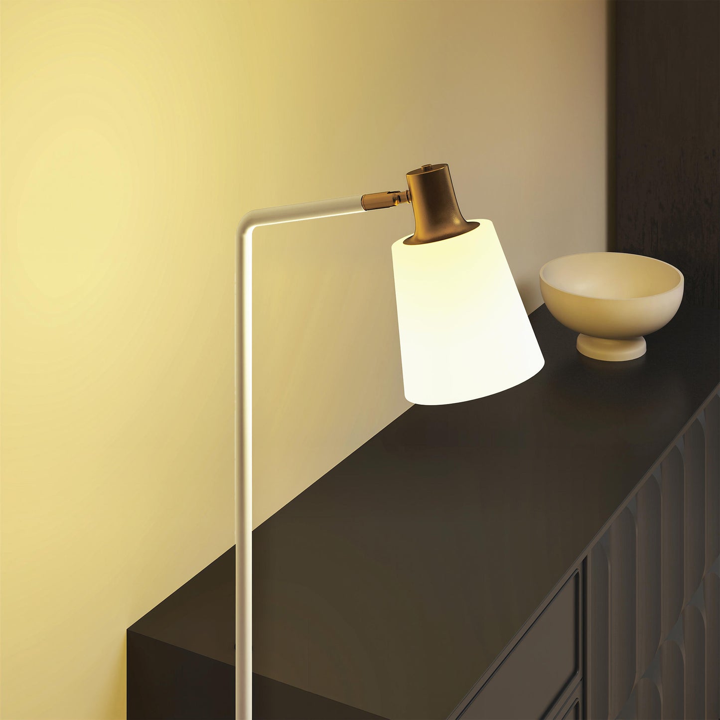 HOMCOM Modern LED Floor Lamp With 350 Degree Rotatable Head For Living Room White
