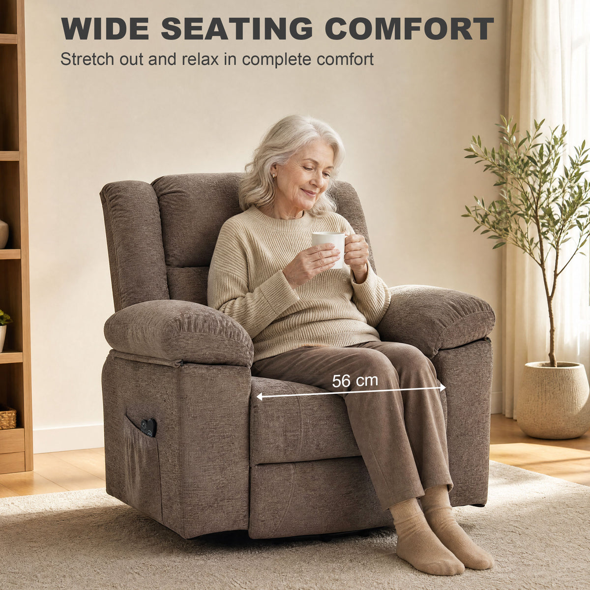 Homcom Oversized Wide Power Lift Recliner Chair With Massage And Heat Brown