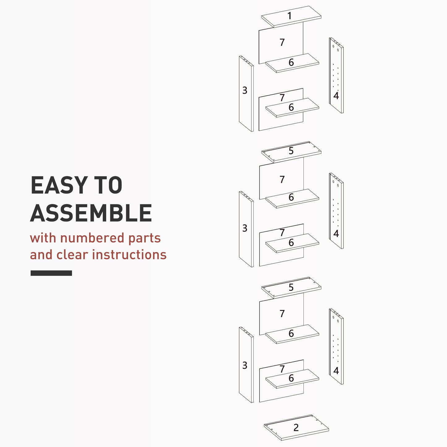 HOMCOM 260 CD Storage Unit Narrow White With Six Adjustable Shelves Ideal for CDs DVDs and Media Organization