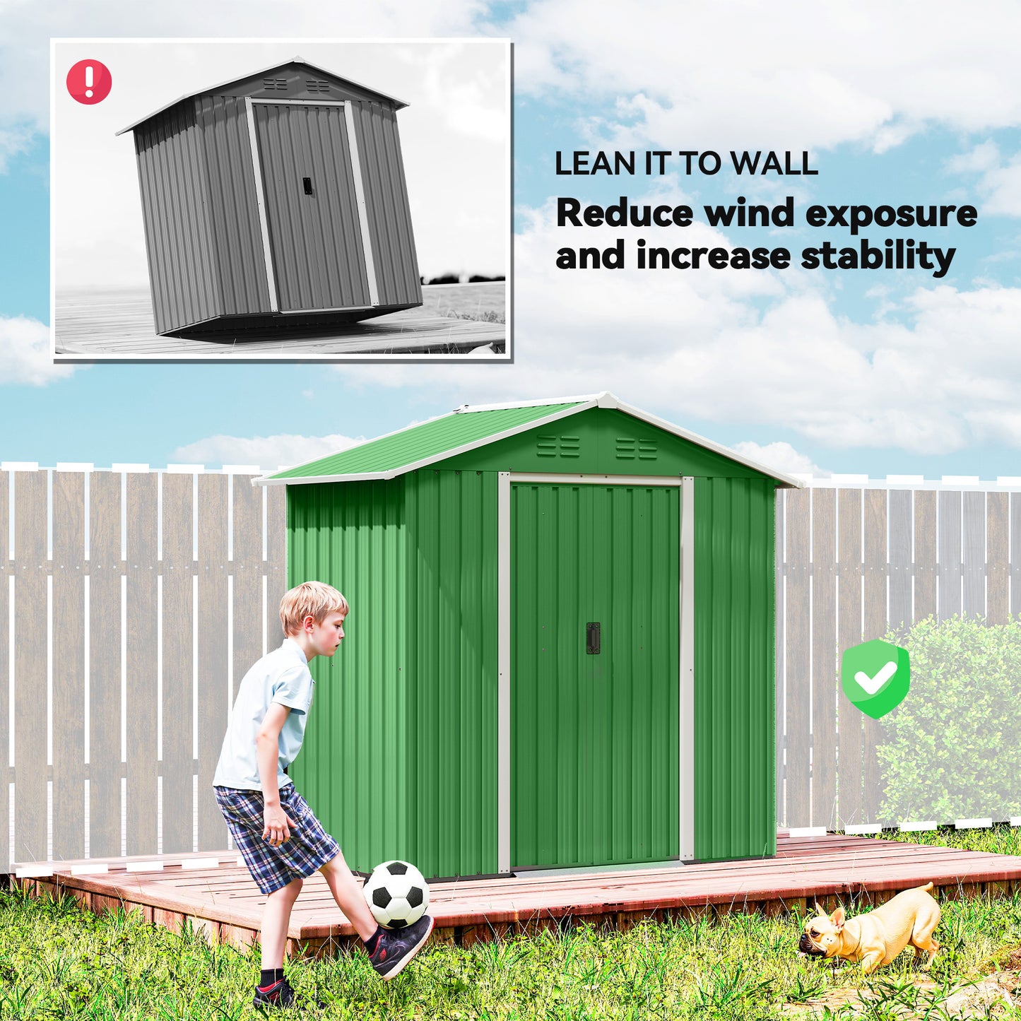Outsunny 6.5 x 3.5 Ft Metal Garden Storage Shed Green With Galvanized Steel Construction And Double Sliding Doors