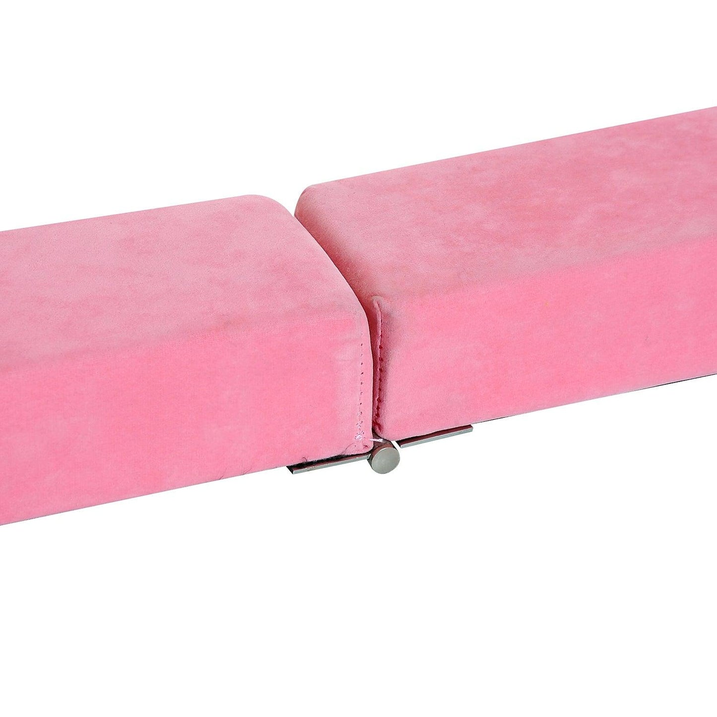 HOMCOM Balance Beam Trainer Fold Performance Gymnastics Suede Pink Home - ALL4U RETAILER LTD