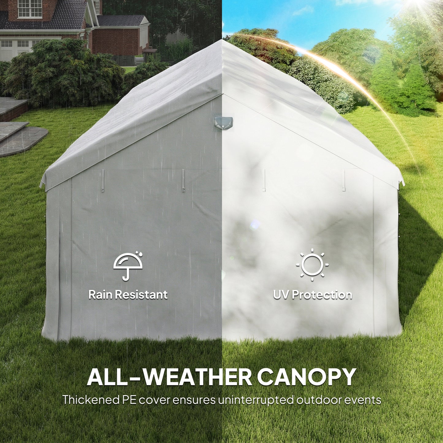 Outsunny 6 x 4 m Outdoor Party Wedding Tent Heavy Duty Gazebo Canopy With Windows And 4 Removable Sidewalls