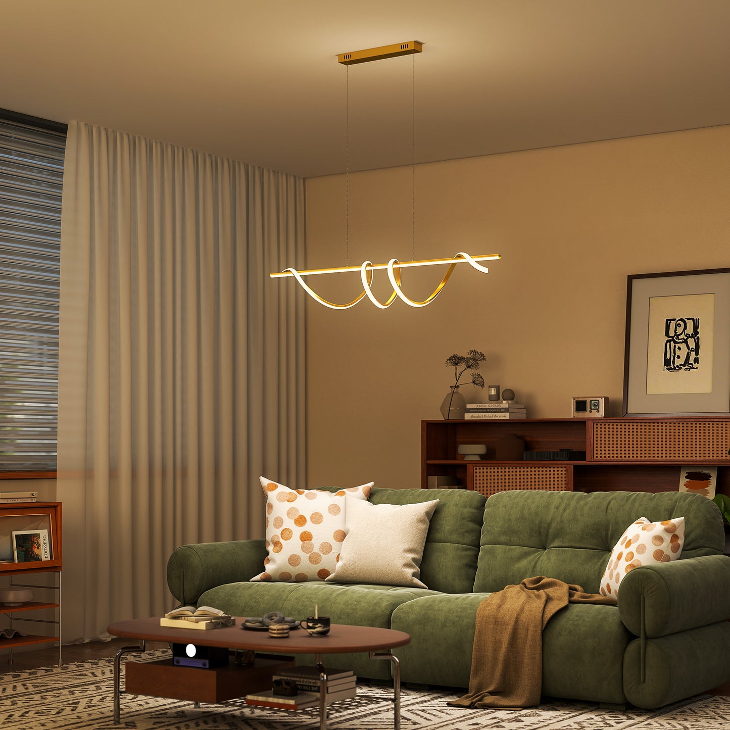 HOMCOM Pendant Light With Three Colour Temperatures Gold Tone Modern Ceiling Fixture Dimmable Ambient And Task Lighting