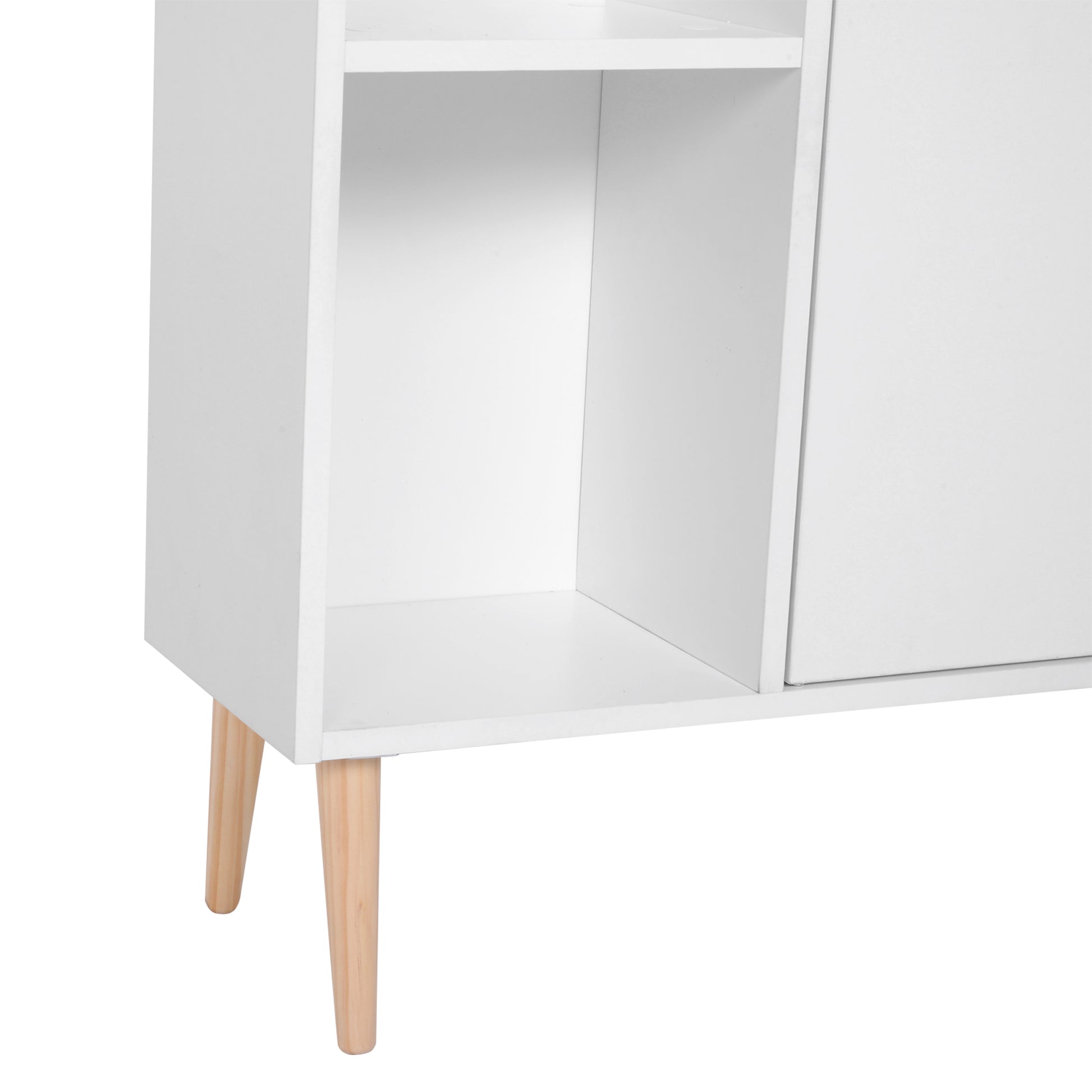 HOMCOM Modern White Wooden Bookcase with Open Shelves and Cupboard Storage - ALL4U RETAILER LTD