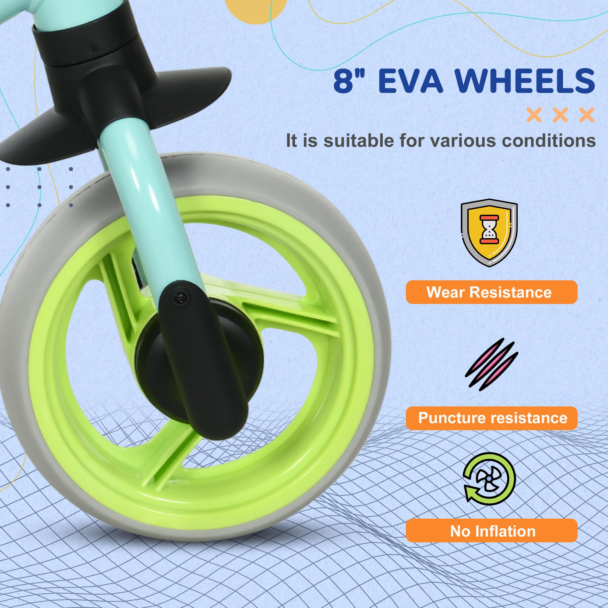 AIYAPLAY 8-Inch Kids Balance Bike: Lightweight Training Bicycle with Adjustable Seat & Puncture-Free EVA Wheels, Green - ALL4U RETAILER LTD