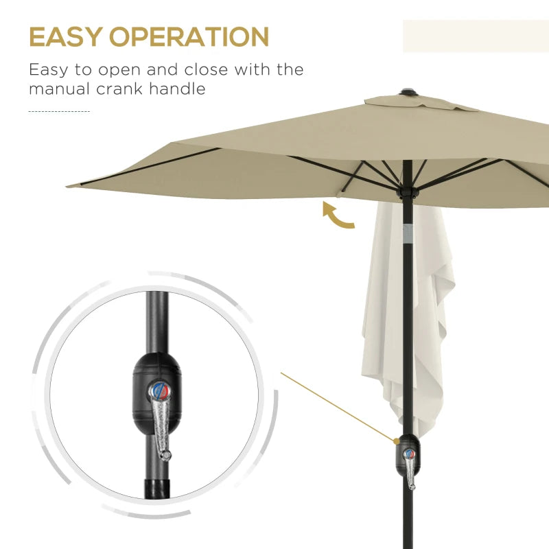 Outsunny 2x3m Rectangular Garden Parasol Umbrella - Outdoor Market Sun Shade with Crank, Tilt, 6 Ribs, Aluminium Pole - Cream White Patio Umbrella - ALL4U RETAILER LTD