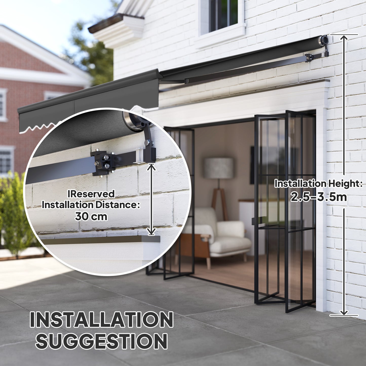 Outsunny 3 X 2.5m Electric Retractable Awning With Remote Control Aluminium Frame UV30 Sun Shade Canopy For Patio