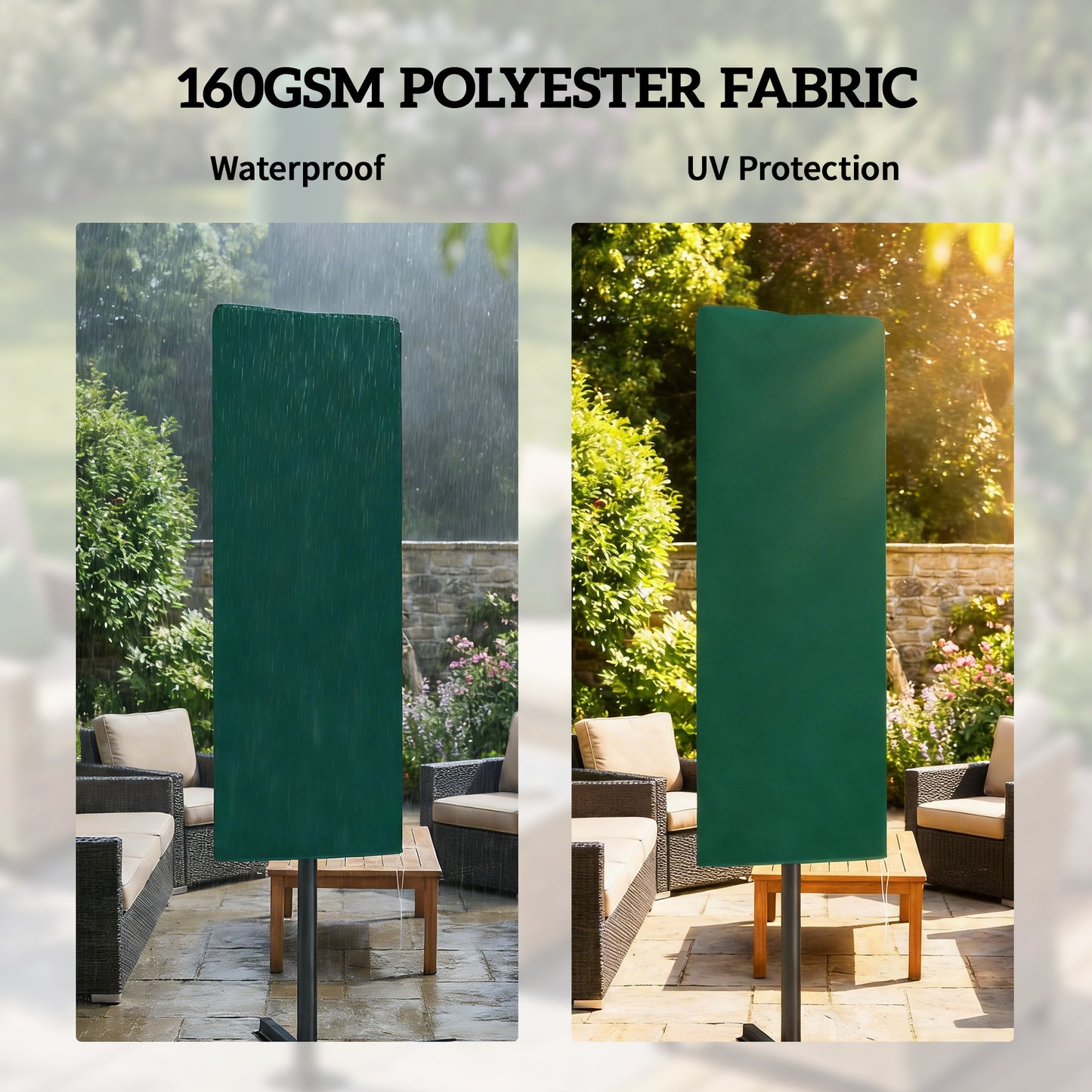 Outsunny Garden Parasol Cover For Two To Four Point Six Meter Outdoor Umbrella Weatherproof Dark Green