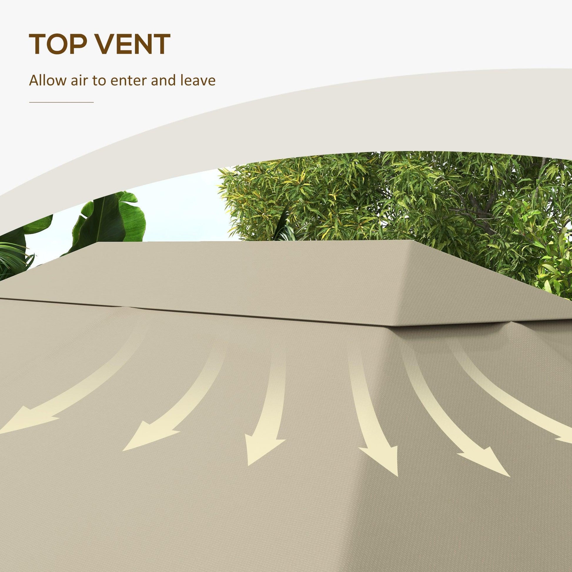 Outsunny 3 x 4m Gazebo Canopy Replacement Cover, Gazebo Roof Replacement (TOP COVER ONLY), Khaki - ALL4U RETAILER LTD