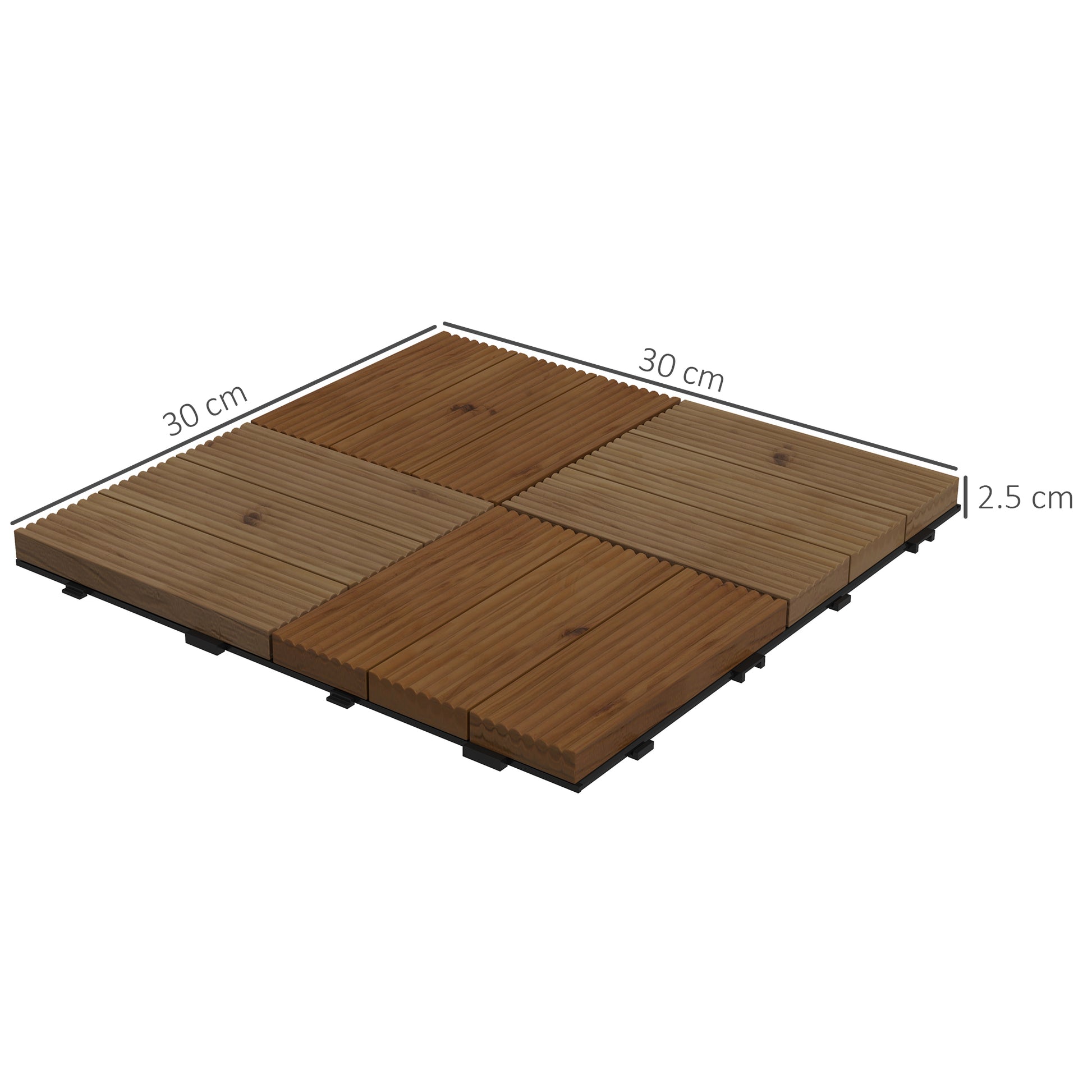 Outsunny 27-Piece Interlocking Wooden Decking Tiles Set - Durable Anti-Slip Outdoor Flooring for 2.43m² Area - ALL4U RETAILER LTD