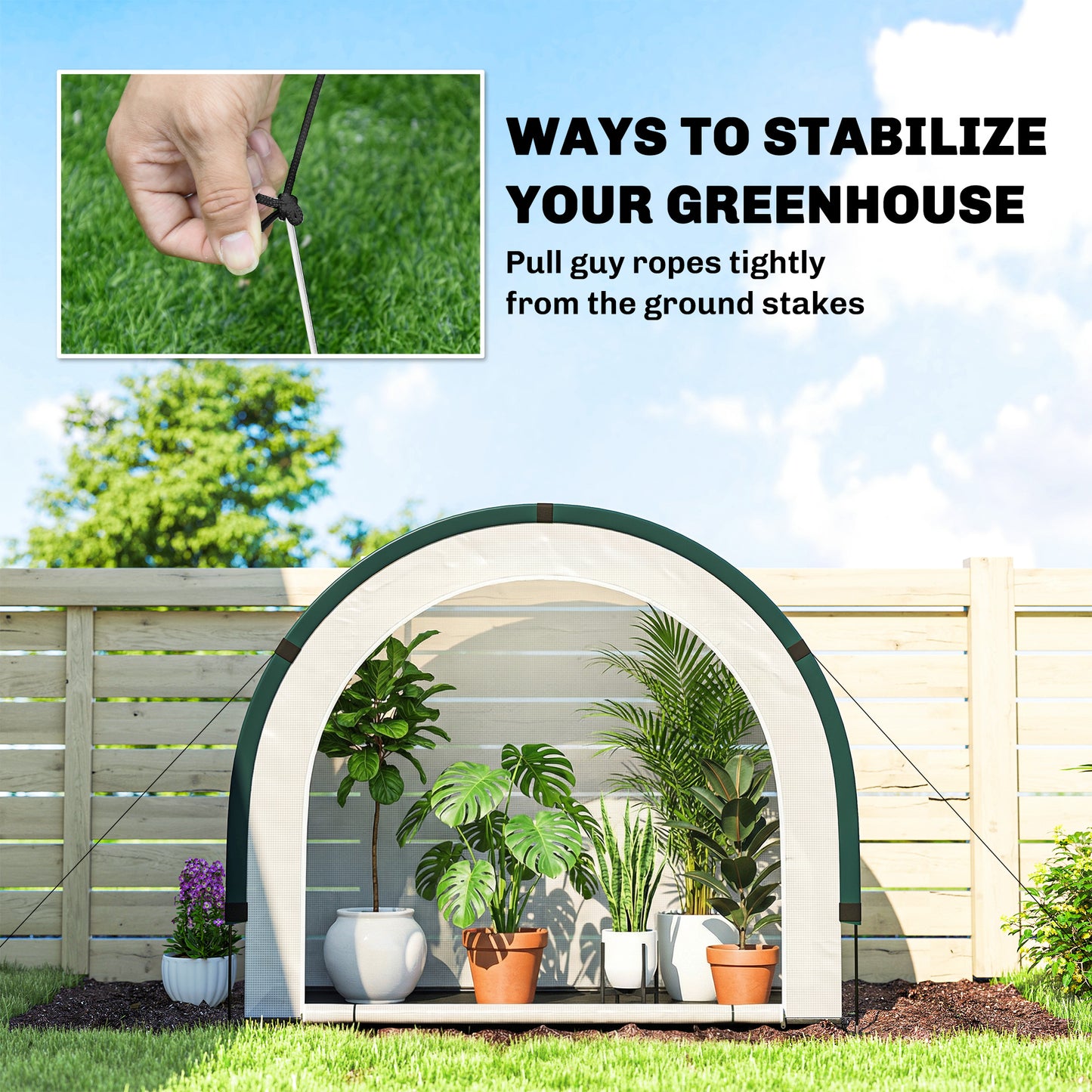 Outsunny Foldable Portable Mini Greenhouse With Zipper Door PE Base 200 x 80 x 164 cm Green